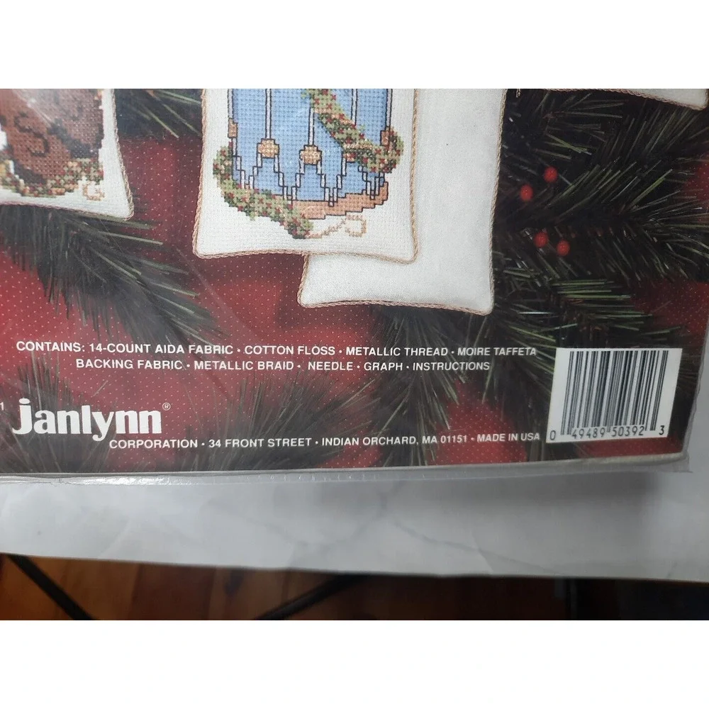 Vintage Janlynn Christmas Cross Stitch Kit Musical Antique Ornaments 50-392